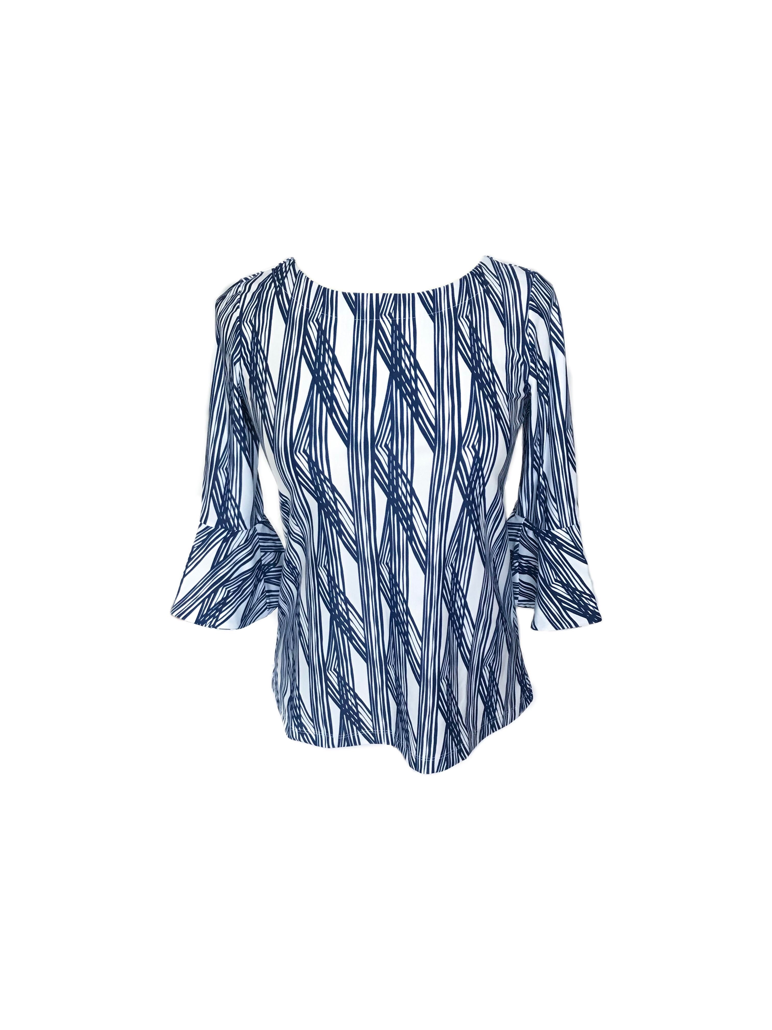 Flirty Top Navy Criss Cross Stripe